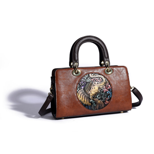 Women's Retro Leather Crossbody Bag - Hand-Carved and Embossed Hand Bag Glossy.pk