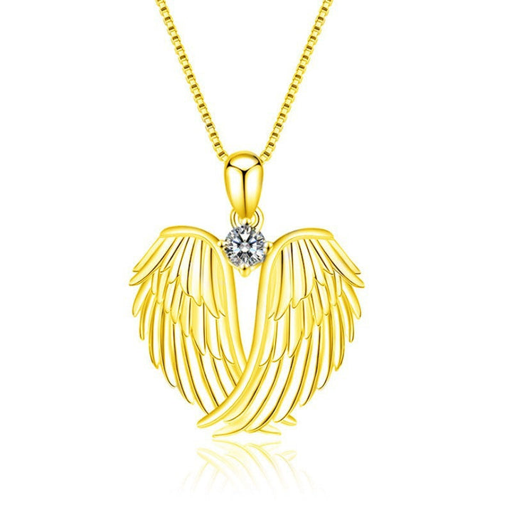 TEMU cross-border new angel wings with diamond necklaces European and American fashion popular women's pendant necklace manufacturers wholesale Glossy.pk