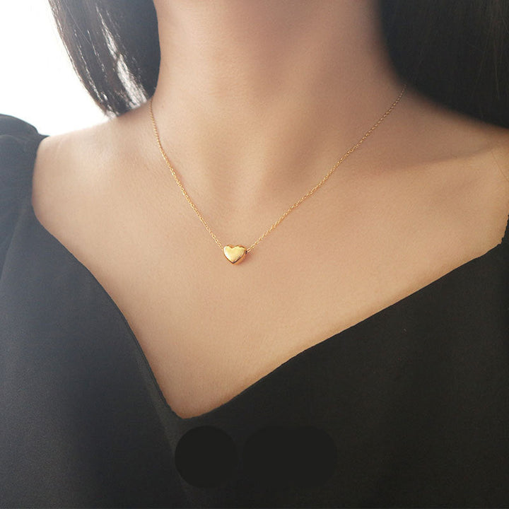 Titanium steel three-dimensional love necklace does not fade, women's light luxury, simple summer, cold wind, Internet celebrity temperament, niche clavicle chain Glossy.pk