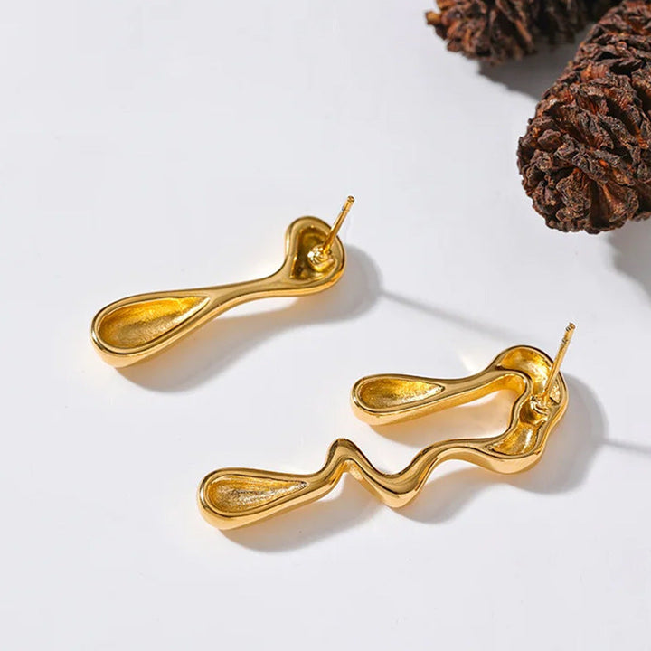 European and American style irregular metallic deconstructivist earrings geometric drop earrings cross-border explosive jewelry wholesale Glossy.pk