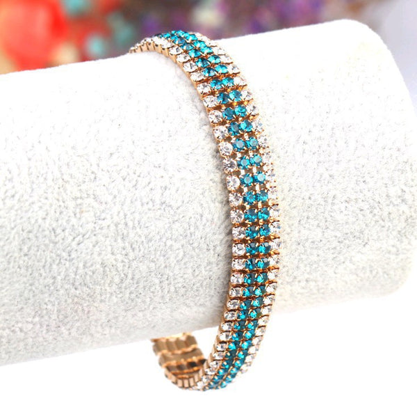 New Bracelet Women's European and American Fashion Full Diamond Small Roman Bracelet Personality Color Block Four Row Diamond Bracelet Jewelry Wholesale