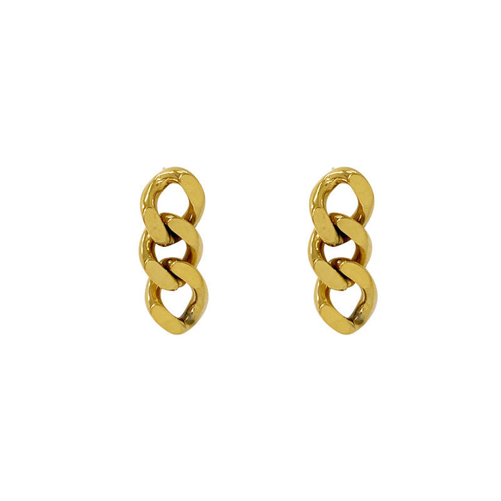 European and American style earrings chain metal indifferent wind earrings 2024 new temperament female Internet celebrity stud earrings Hong Kong style Glossy.pk