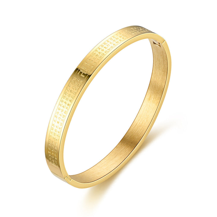 European and American cross-border new wholesale 8mm swastika gold bracelet stainless steel Vietnamese swastika buckle open bracelet women Glossy.pk