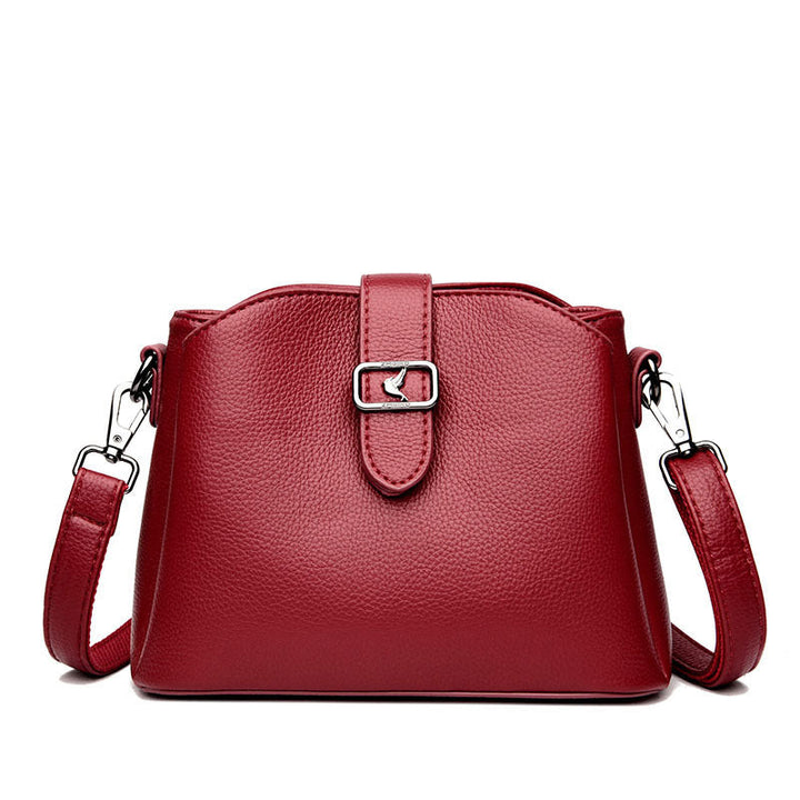 Three-layer bucket bag women's 2023 new trendy simple crossbody bag, leather soft leather casual small bag, fashion shoulder bag Glossy.pk