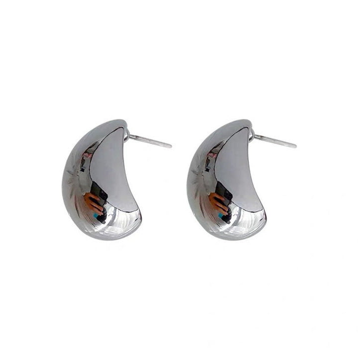 European and American cross-border wholesale small golden bean earrings are simple, Xiao Qiao is cold, metallic earrings, and niche girls do not fade Glossy.pk