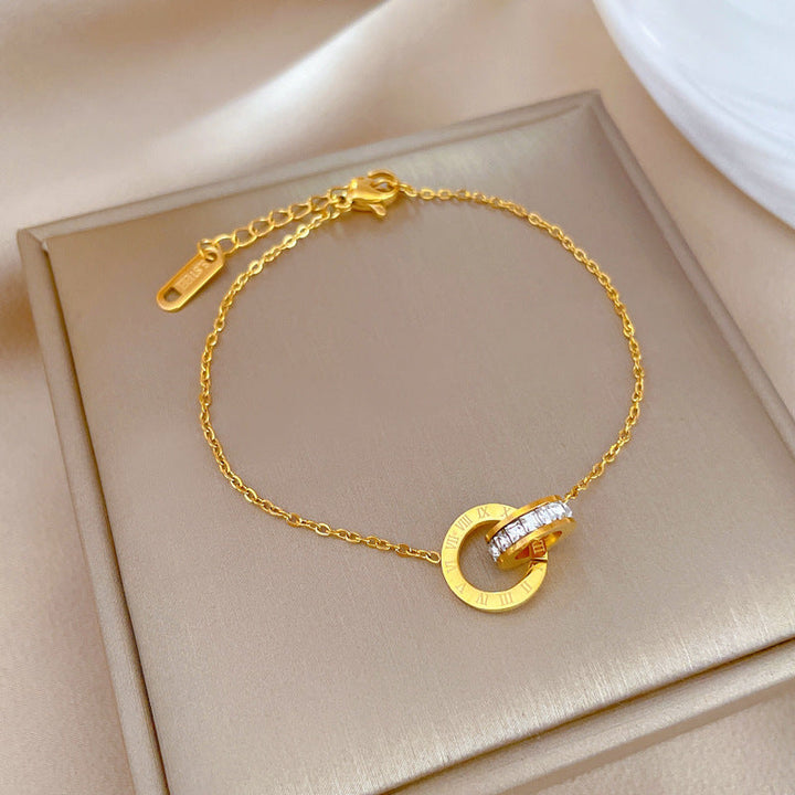 2024 new 18K gold high-quality gold snake bone chain anklet women's ins cold wind simple forest system does not fade 30 Glossy.pk