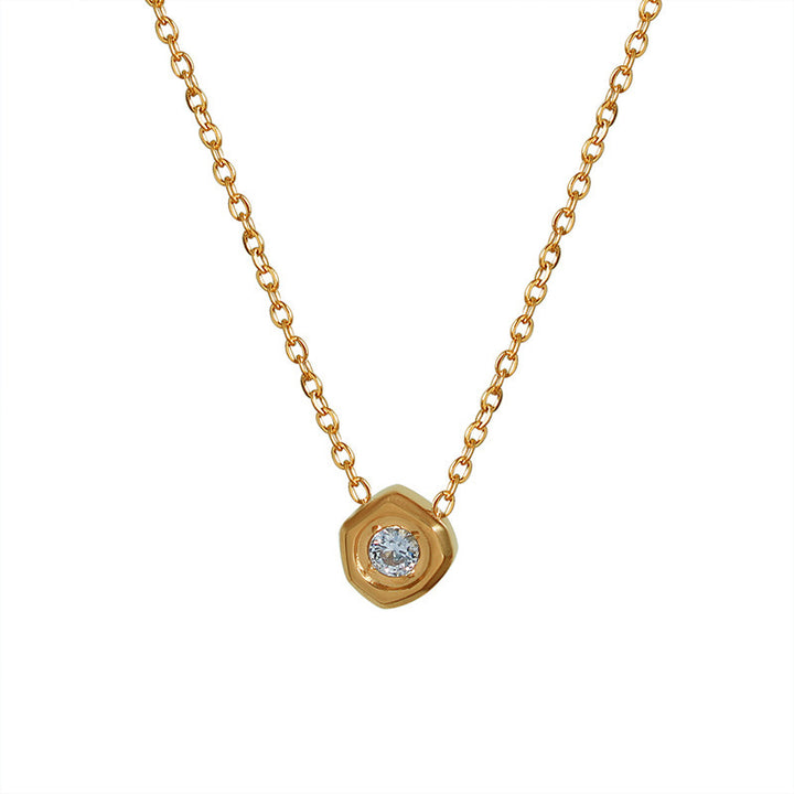 Internet celebrity ins single diamond necklace women's light luxury niche forest system titanium steel 18k rose gold tide clavicle chain is simple and versatile