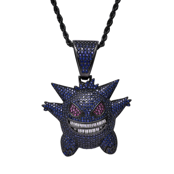 Zhongyi cross-border European and American hip hop elf cartoon funny necklace micro inlaid purple zircon pendant factory wholesale Glossy.pk
