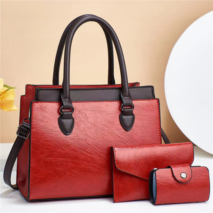 2024 Stylish Large Capacity Women's Handbag Set - Mother-and-Child Messenger Bag Three-Piece Collection Glossy.pk