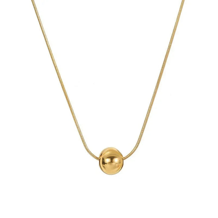 Single small gold bean pendant titanium steel does not fade necklace with ball Bing when to run necklace simple clavicle chain women Glossy.pk
