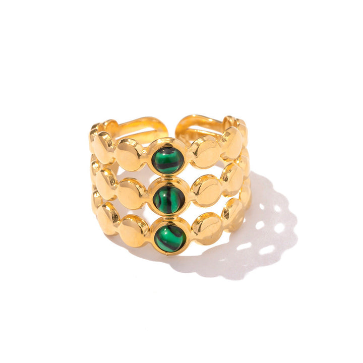 European and American cross-border hot wholesale tiger's eye pre-owned open ring niche retro unique metal ring index finger Glossy.pk