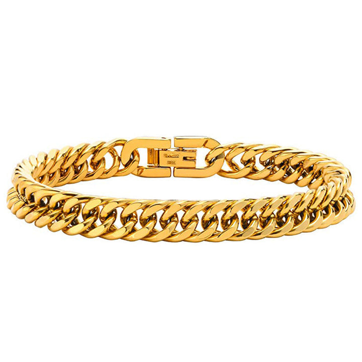 temu cross-border domineering titanium steel jewelry buckle bracelet simple stainless steel European and American style Cuban chain bracelet spot wholesale Glossy.pk