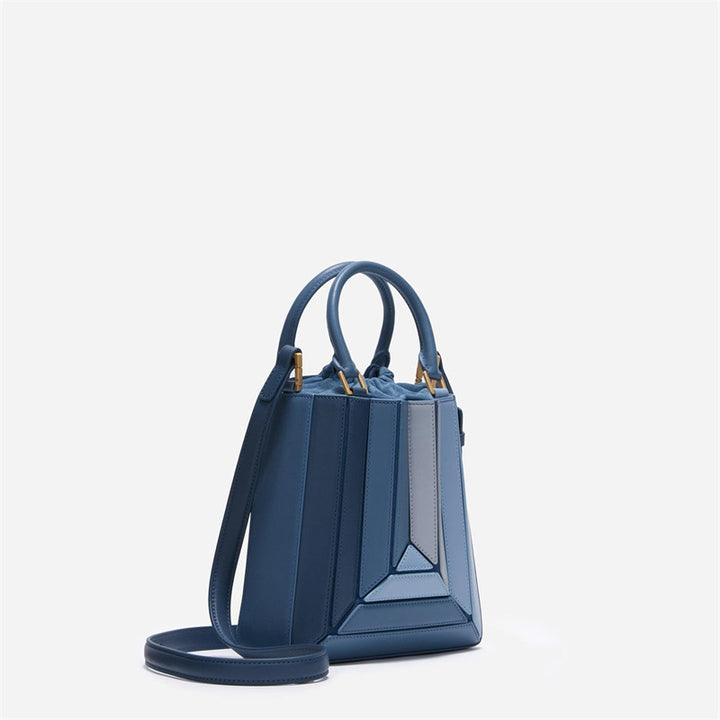 Multicolor Vegan Leather Hand & Shoulder Bag - Color Block Crossbody with Detachable Strap Glossy.pk
