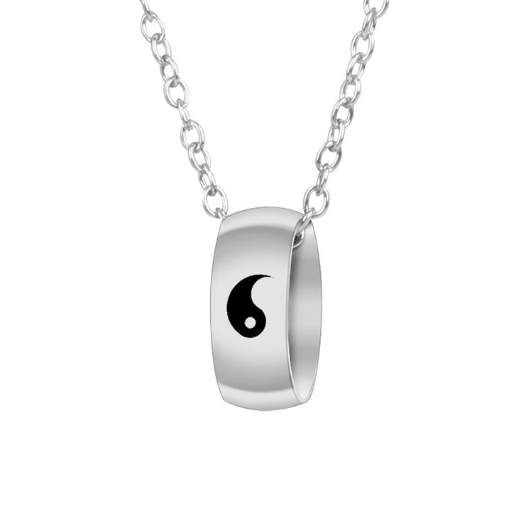 Cross-border hot sale Yin and Yang Tai Chi Symbol Ring Necklace Ring Necklace for men and women couples Glossy.pk
