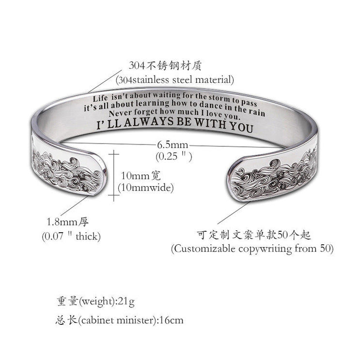 Cross Border Wave Bracelet I'LL ALWAYS BE WITH YOU 10mm Open Bracelet Ornament Glossy.pk