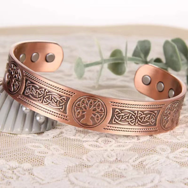 temu hot selling cross-border magnet vintage bracelet tree of life pattern arrangement magnetic bronze bracelet for men and women