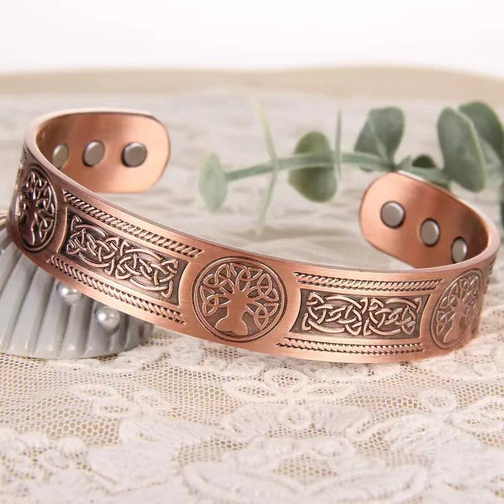 temu hot selling cross-border magnet vintage bracelet tree of life pattern arrangement magnetic bronze bracelet for men and women