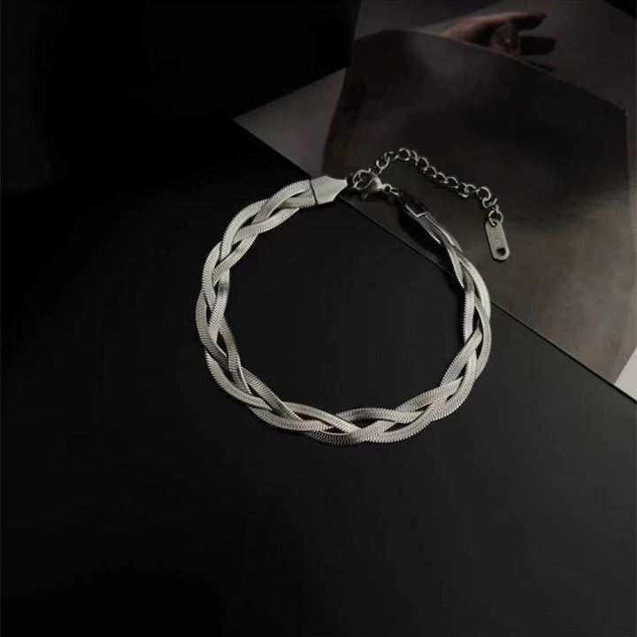 Cross-border European and American hot-selling style love heart shape double-layer new bracelet stainless steel fashion hand jewelry versatile fashion with 25 Glossy.pk