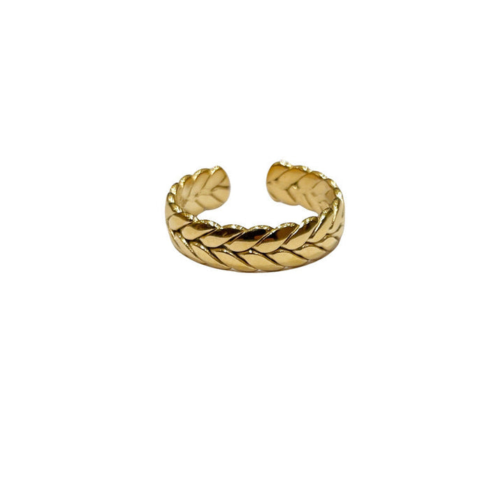 European and American cross-border simple fashion retro wheat ear opening adjustable ring cross-border titanium steel female wholesale jewelry factory Glossy.pk
