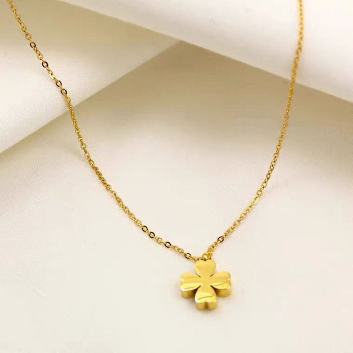 Titanium steel emerald geometric necklace high-grade cold style clavicle necklace fashion temperament accessories do not fade 34 Glossy.pk