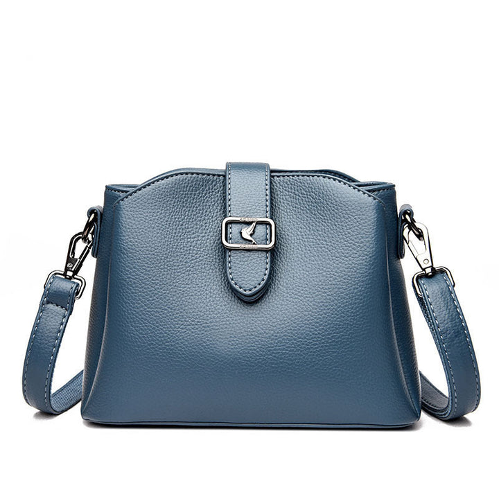 Three-layer bucket bag women's 2023 new trendy simple crossbody bag, leather soft leather casual small bag, fashion shoulder bag Glossy.pk