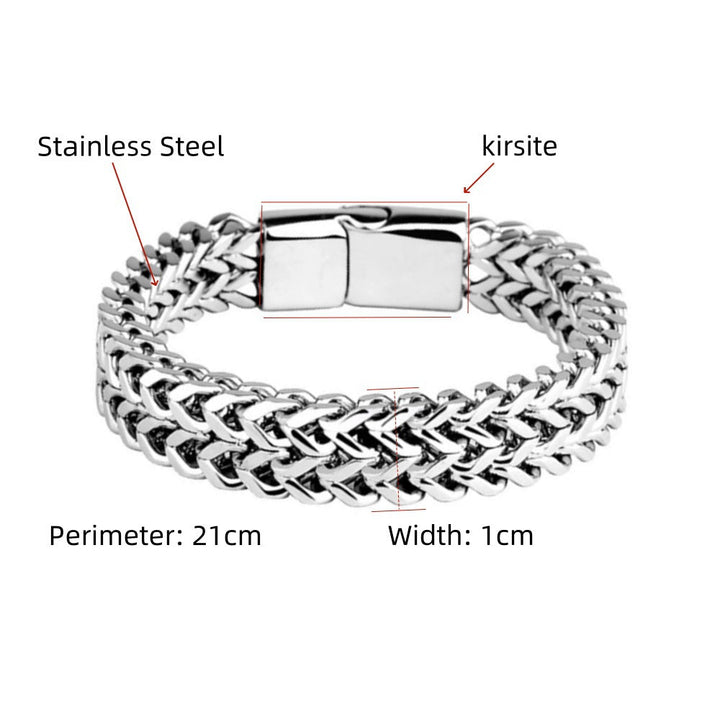 Cross-border new stainless steel front and back men's bracelet 10MM simple domineering punk high-end keel bracelet Glossy.pk