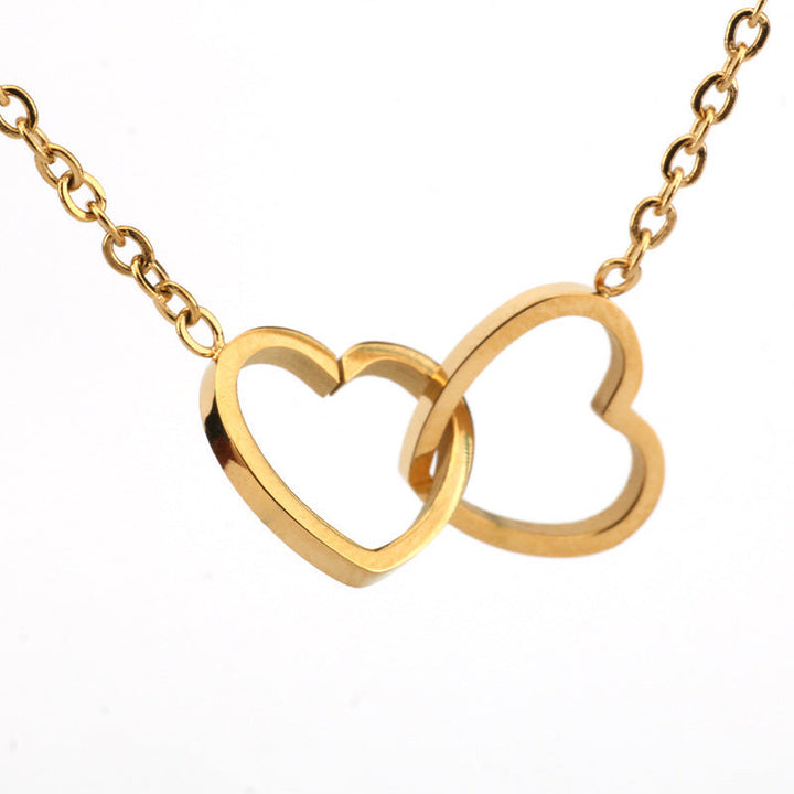 Fashion clavicle chain heart to heart double circle necklace double peach heart love pendant necklace women's ins personality fashion jewelry women Glossy.pk