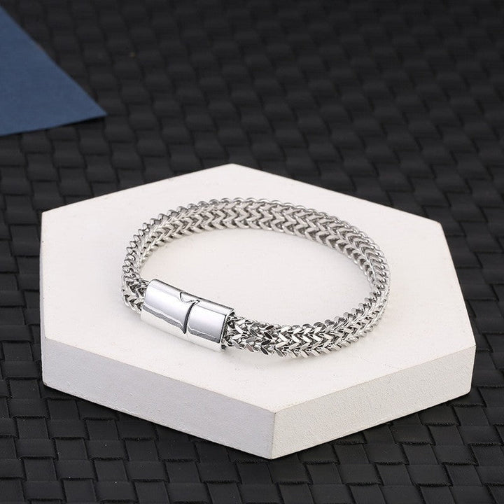 Cross-border new stainless steel front and back men's bracelet 10MM simple domineering punk high-end keel bracelet Glossy.pk