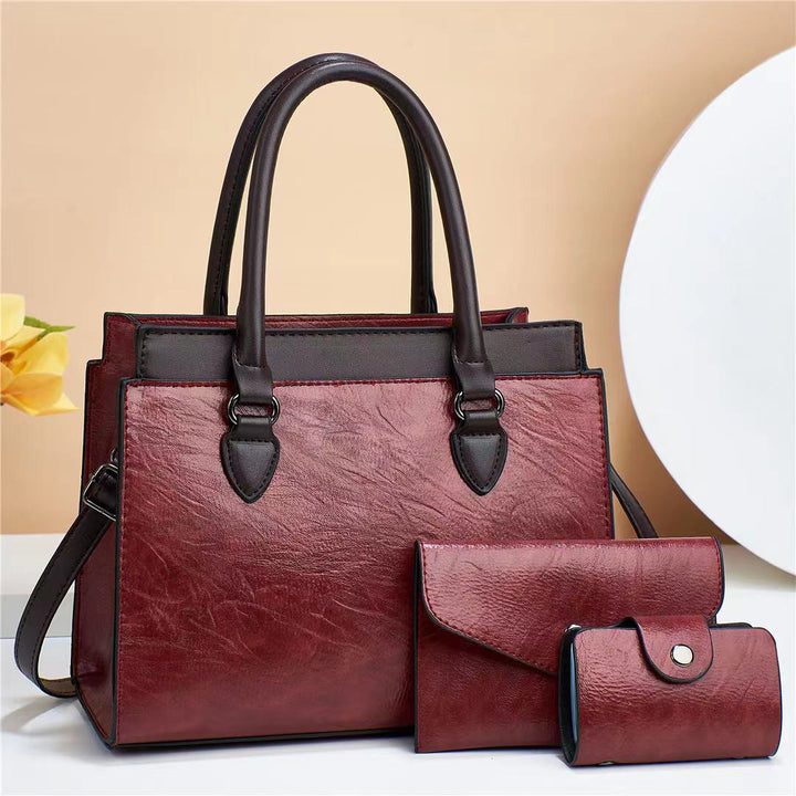 2024 Stylish Large Capacity Women's Handbag Set - Mother-and-Child Messenger Bag Three-Piece Collection Glossy.pk