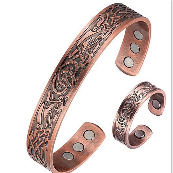 European and American cross-border new amazon red copper magnet bracelet retro simple bracelet red copper magnetic bracelet wholesale Glossy.pk
