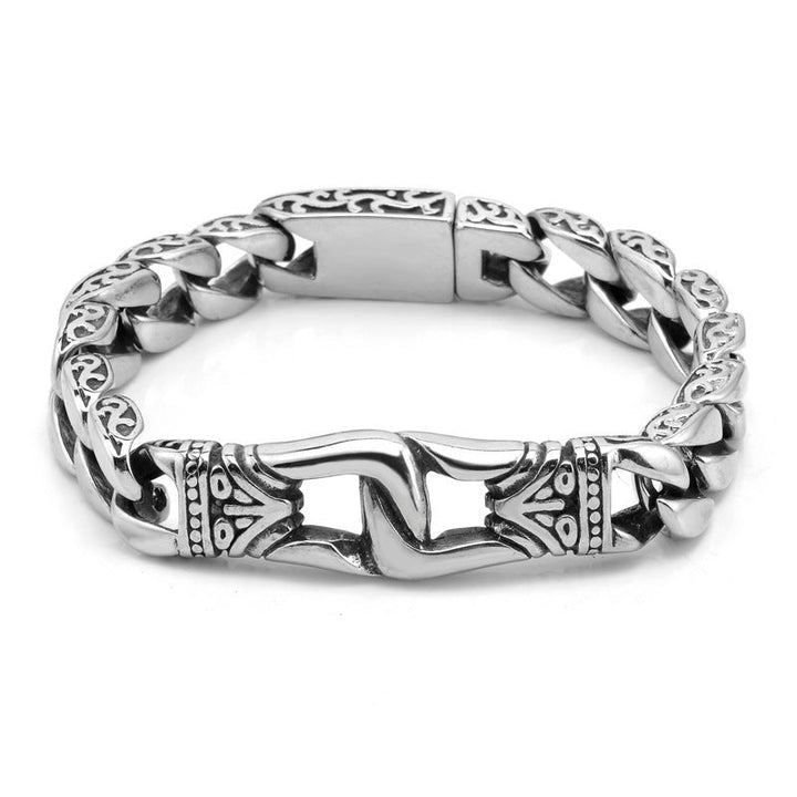 Cross-border TEMU new vintage totem portrait casting bracelet European and American fashion men's hip hop thick chain bracelet Glossy.pk