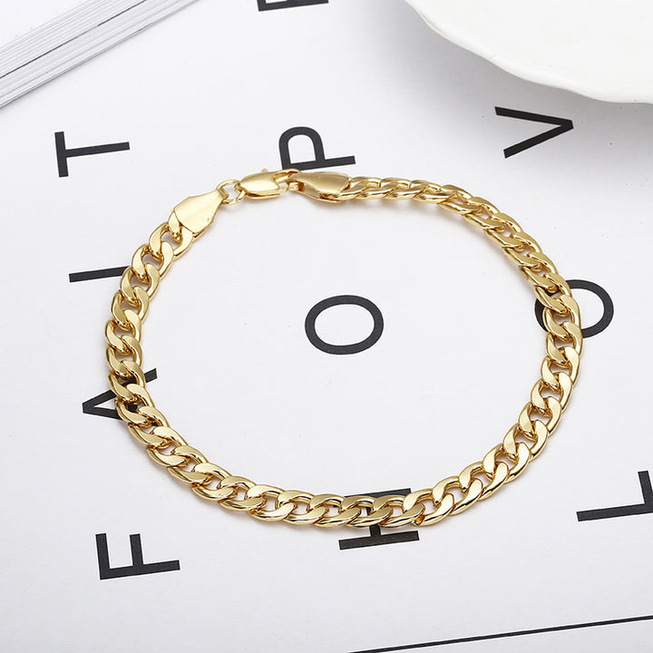 Zhongyi wishi European and American jewelry plated 18K gold bracelet foreign trade jewelry 6MM side bracelet factory spot wholesale