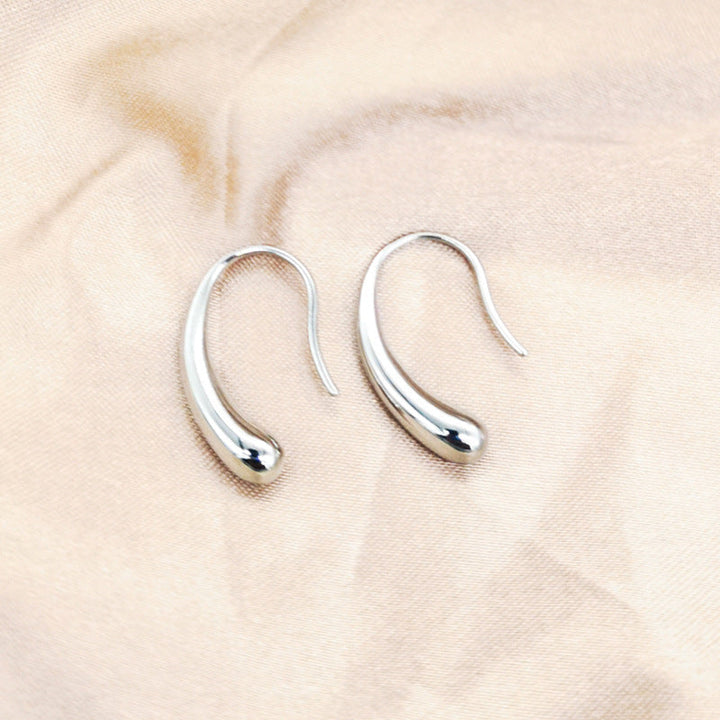 European and American cross-border wholesale water drops free pick-up stainless steel earrings earrings earrings earrings stud cold wind niche design titanium steel jewelry Glossy.pk
