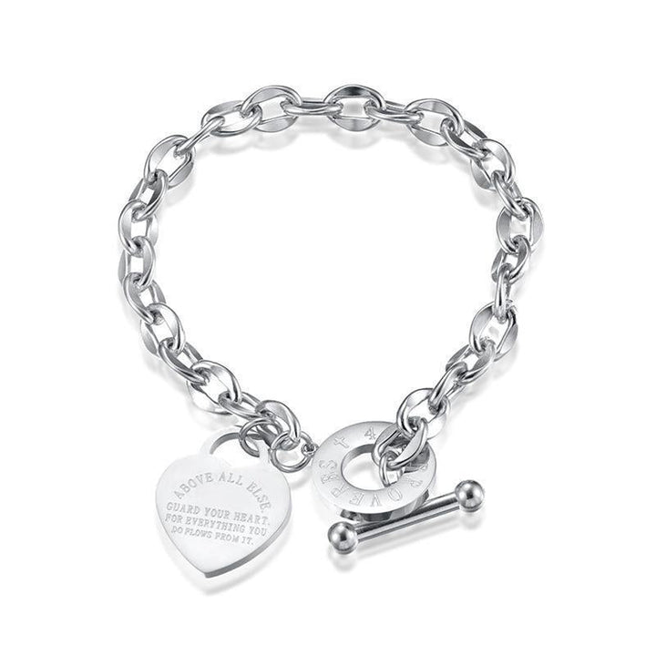 Cross-border European and American hot-selling style love heart shape double-layer new bracelet stainless steel fashion hand jewelry versatile fashion with 25 Glossy.pk