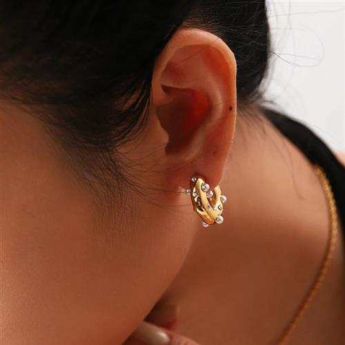 French retro earrings high-end non-fading titanium steel haoshi earrings women's personality European and American earrings jewelry wholesale Glossy.pk
