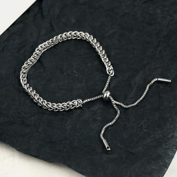 European and American popular wholesale design sense pull-out braided titanium steel bracelet in niche design does not fade hand ornament female girlfriend Glossy.pk