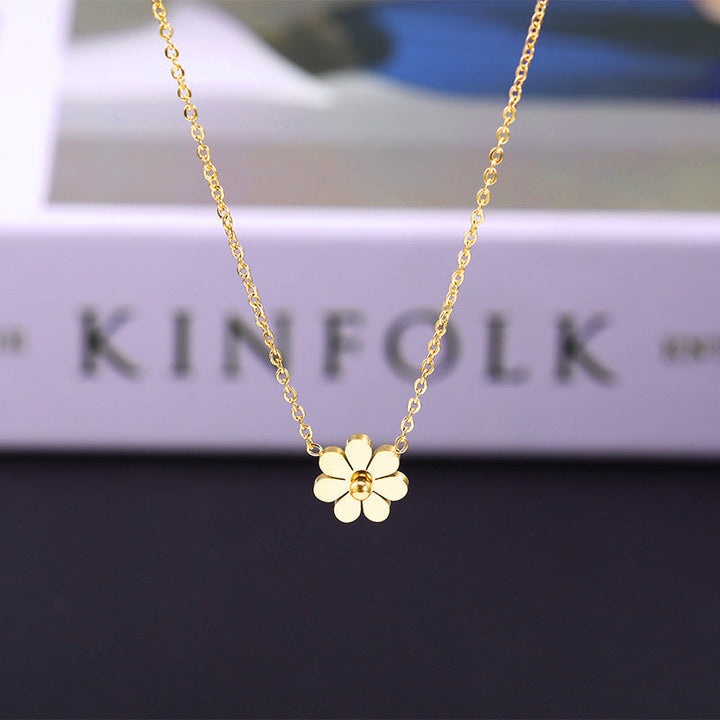 Cross-border wholesale necklace women's non-fading, light luxury titanium steel, new women's niche versatile fashion clavicle chain gold color 33 Glossy.pk
