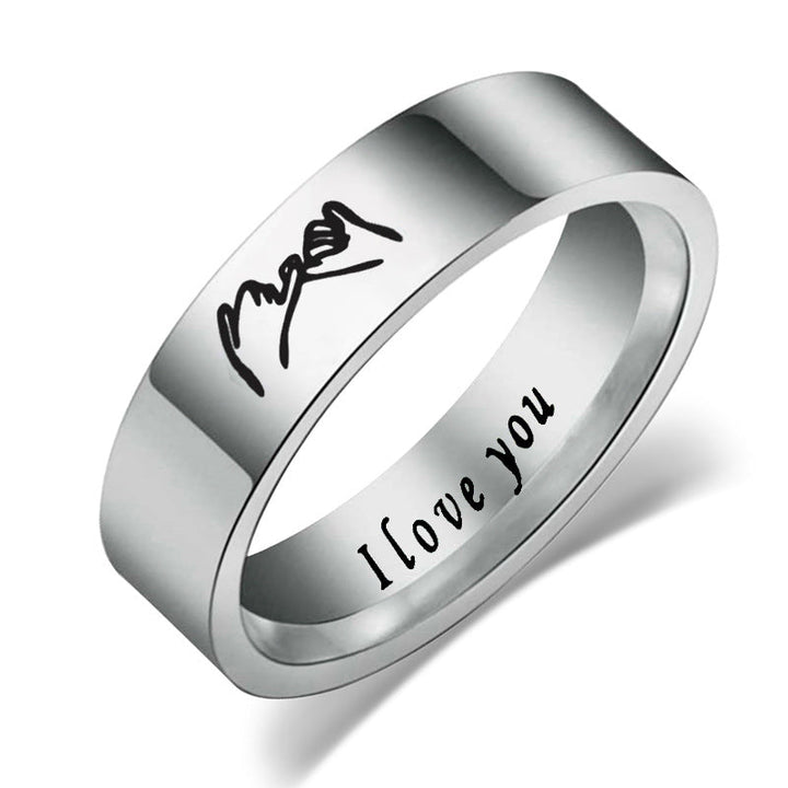 Cross-border foreign trade jewelry stainless steel couple ring I LOVE YOU 8mm ring valentine's day gift Glossy.pk