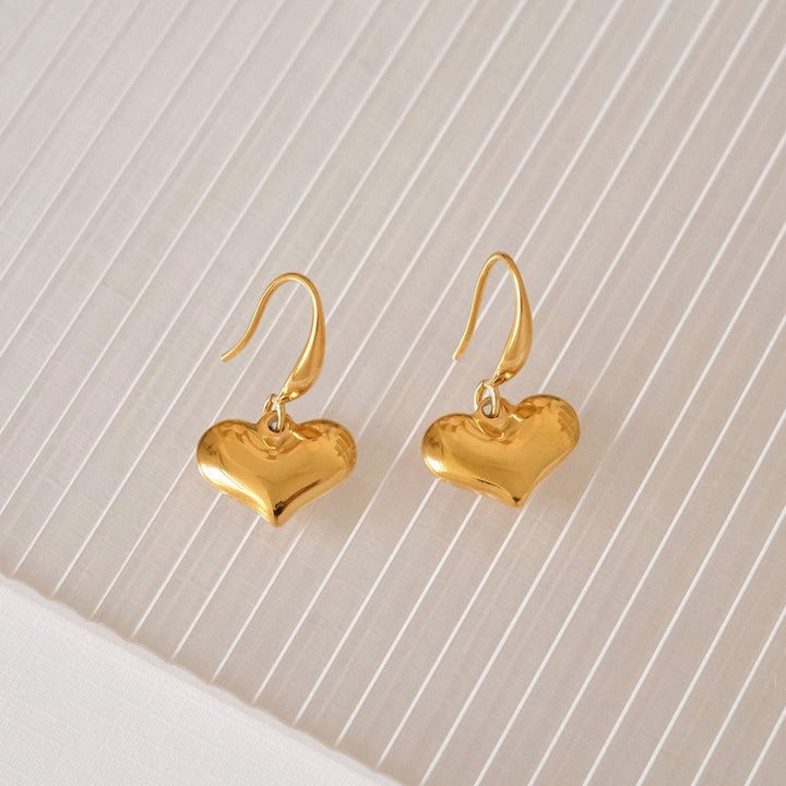 European and American cross-border wholesale double layer love butterfly pendant stud earrings stainless steel plated 18K gold plating versatile gradient earrings 21 Glossy.pk