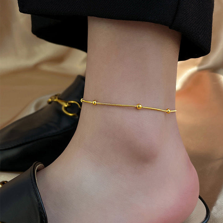 Sense of luxury, delicate shell claw diamond, starfish, titanium steel anklet, sweet ocean style, new ankle and foot chain 22 Glossy.pk
