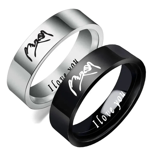 Cross-border foreign trade jewelry stainless steel couple ring I LOVE YOU 8mm ring valentine's day gift Glossy.pk