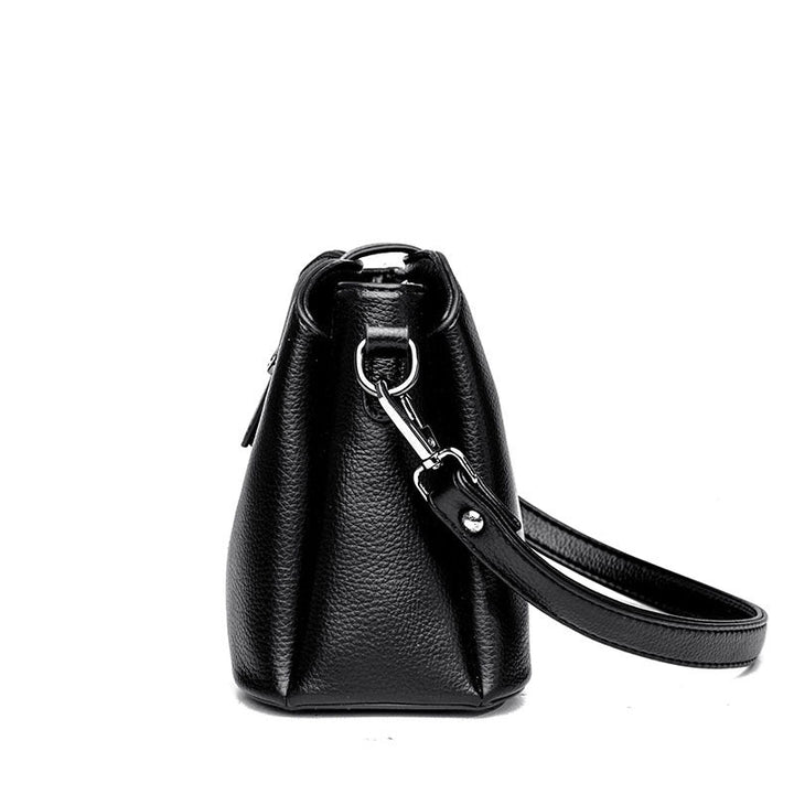 Three-layer bucket bag women's 2023 new trendy simple crossbody bag, leather soft leather casual small bag, fashion shoulder bag Glossy.pk