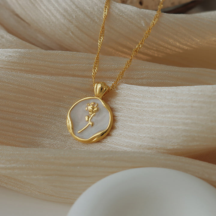 European and American cross-border wholesale Denice white enamel rose necklace French niche retro sweater chain does not fade