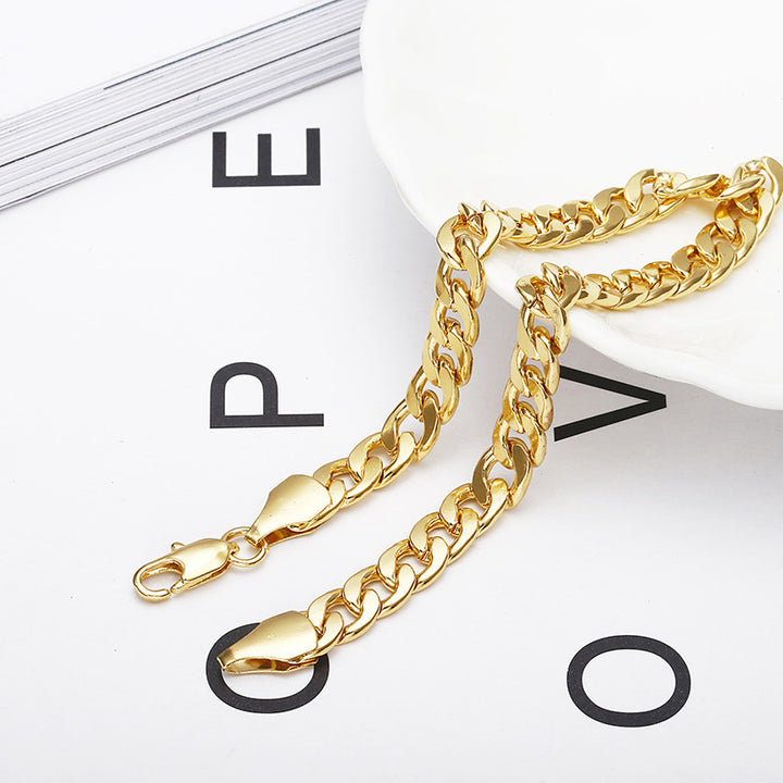 Zhongyi wishi European and American jewelry plated 18K gold bracelet foreign trade jewelry 6MM side bracelet factory spot wholesale