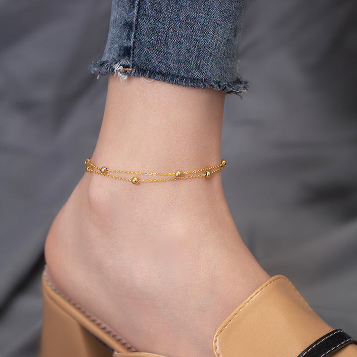 Sense of luxury, delicate shell claw diamond, starfish, titanium steel anklet, sweet ocean style, new ankle and foot chain 22 Glossy.pk