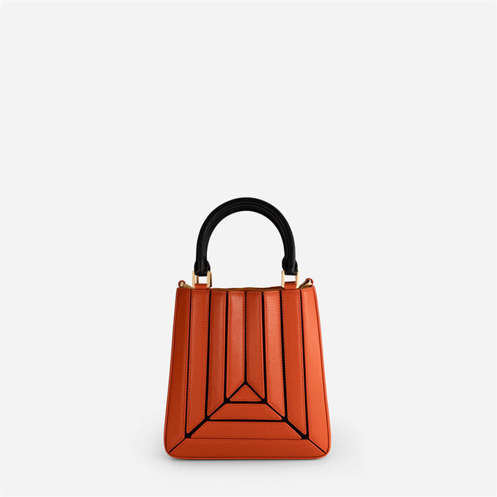 Multicolor Vegan Leather Hand & Shoulder Bag - Color Block Crossbody with Detachable Strap Glossy.pk