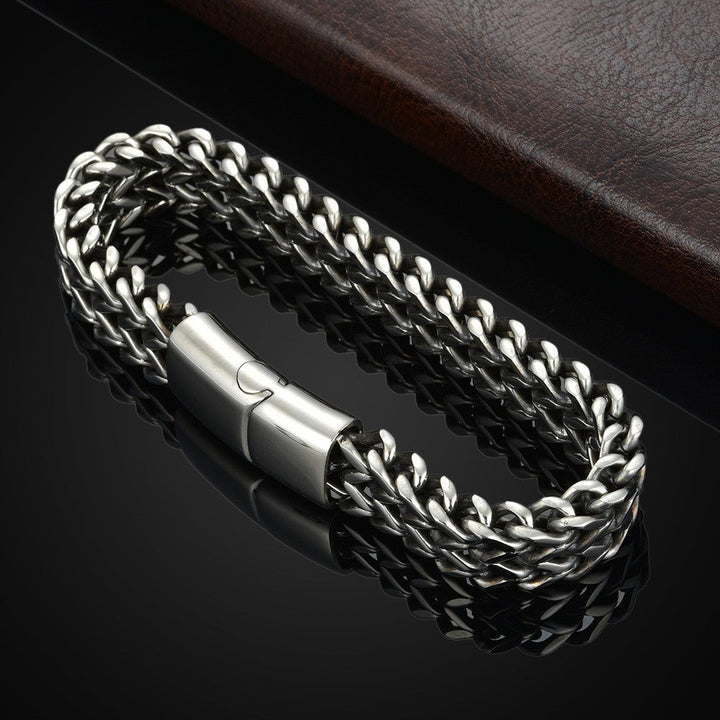 Cross-border new stainless steel front and back men's bracelet 10MM simple domineering punk high-end keel bracelet Glossy.pk