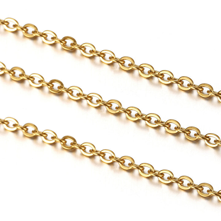 TEMU New Stainless Steel Necklace Gold Plated Silver Plated O-Line Flat Chain Cross Chain with Tail Chain Clavicle Necklace DIY Glossy.pk
