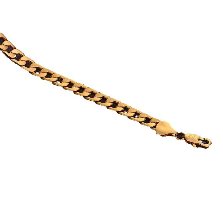 Cross-border jewelry Europe and the United States fashion new gold necklace plated 18K gold men's 6MM side necklace factory wholesale Glossy.pk