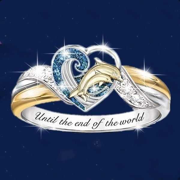 European and American fashion creative dolphin rings, fashion sapphire rings, European and American women's lettering rings, manufacturers wholesale Glossy.pk